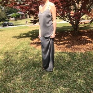 Spaghetti strapped silky maxi dress